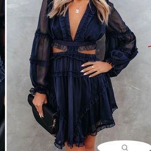 Navy blue short cutout dress